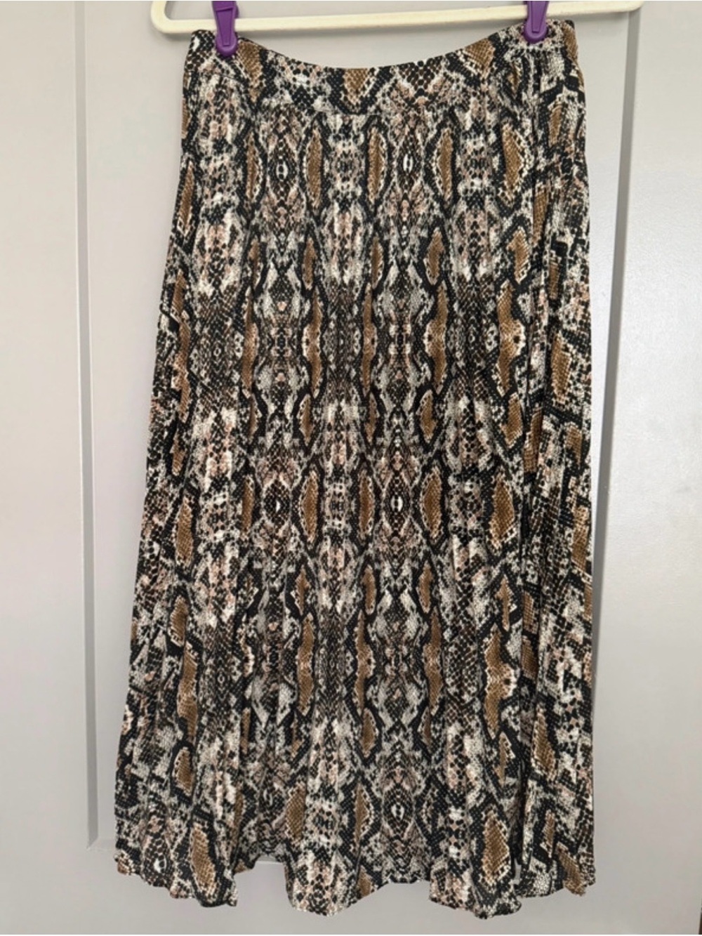 Fall Snakeskin Midi Skirt Pleated | Size M